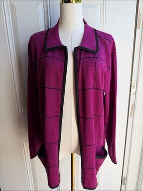 Vintage Allison Daley Purple Shimmer Zip Up  Cardigan Jacket Size Large